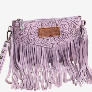 Wrangler Tooled Fringed Bag- Purple!